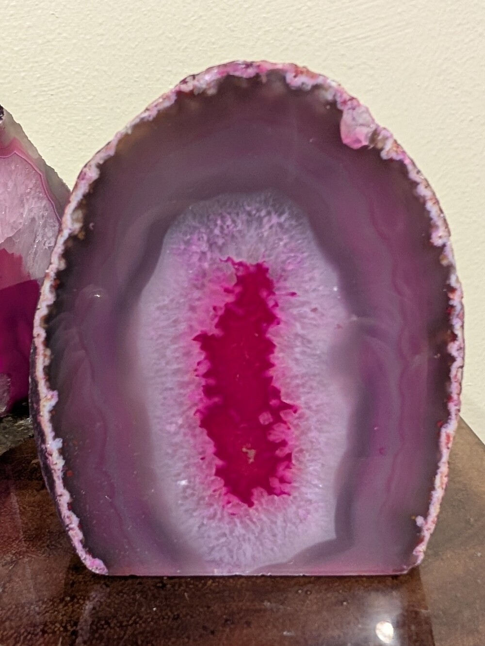 Agate Geode Sections Set of 3 Bright Pink - Picture 5 of 16